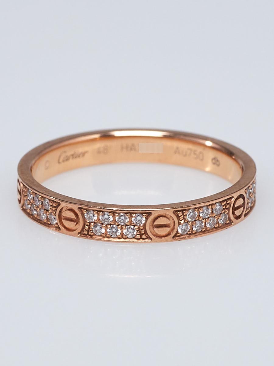 Cartier 18k Rose Gold and Diamond Small Model Ring Size 48 4.25