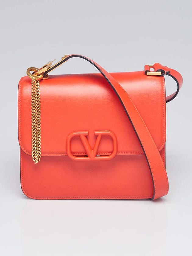 Valentino Orange Smooth Calfskin Leather VSLING Shoulder Bag