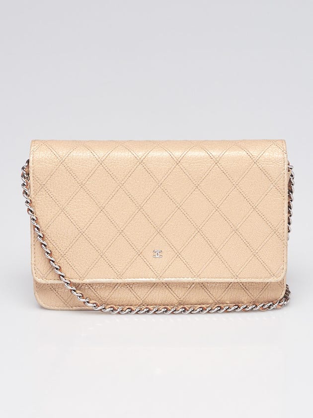 Chanel Gold Diamond Stitched Leather CC WOC Clutch Bag