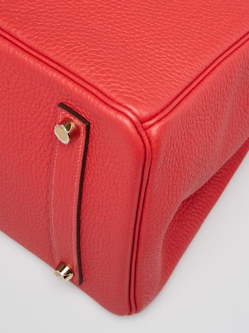 Hermès Rouge Pivoine Birkin 35cm of Clemence Leather with Gold