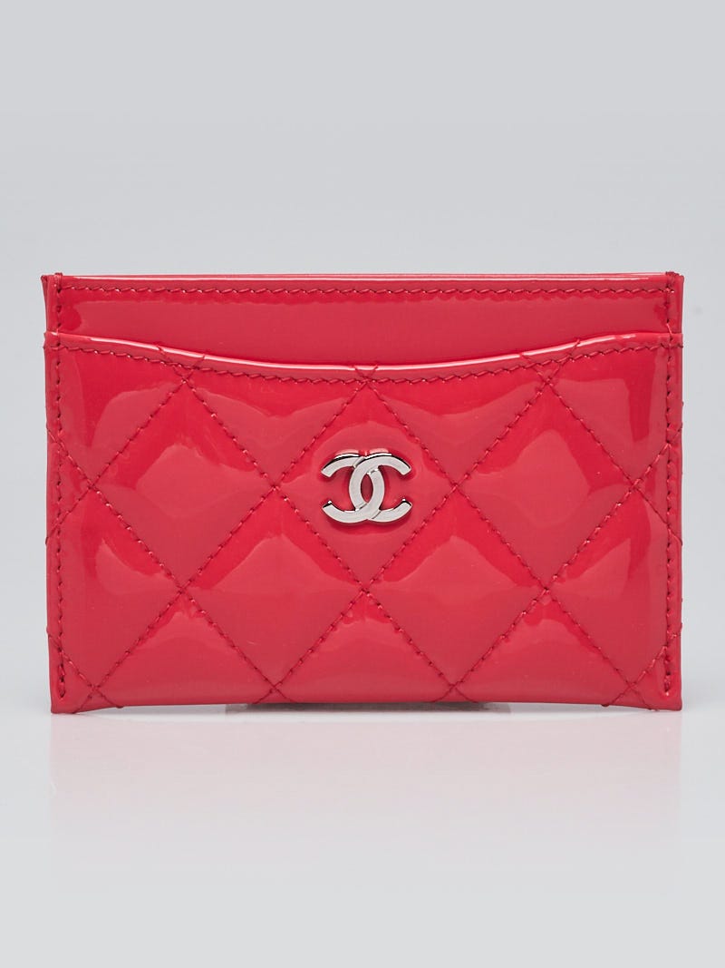 Chanel Pink Quilted Patent Leather Card Holder - Yoogi's Closet