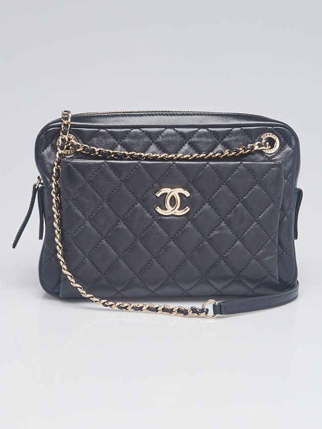 Chanel Black Quilted Lambskin Leather Camera Case Bag