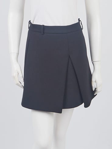 Balenciaga Black Polyester Pleated Mini Skirt Size 2/36