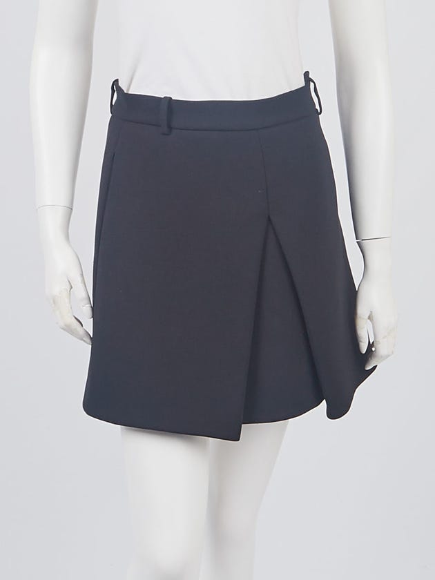 Balenciaga Black Polyester Pleated Mini Skirt Size 2/36