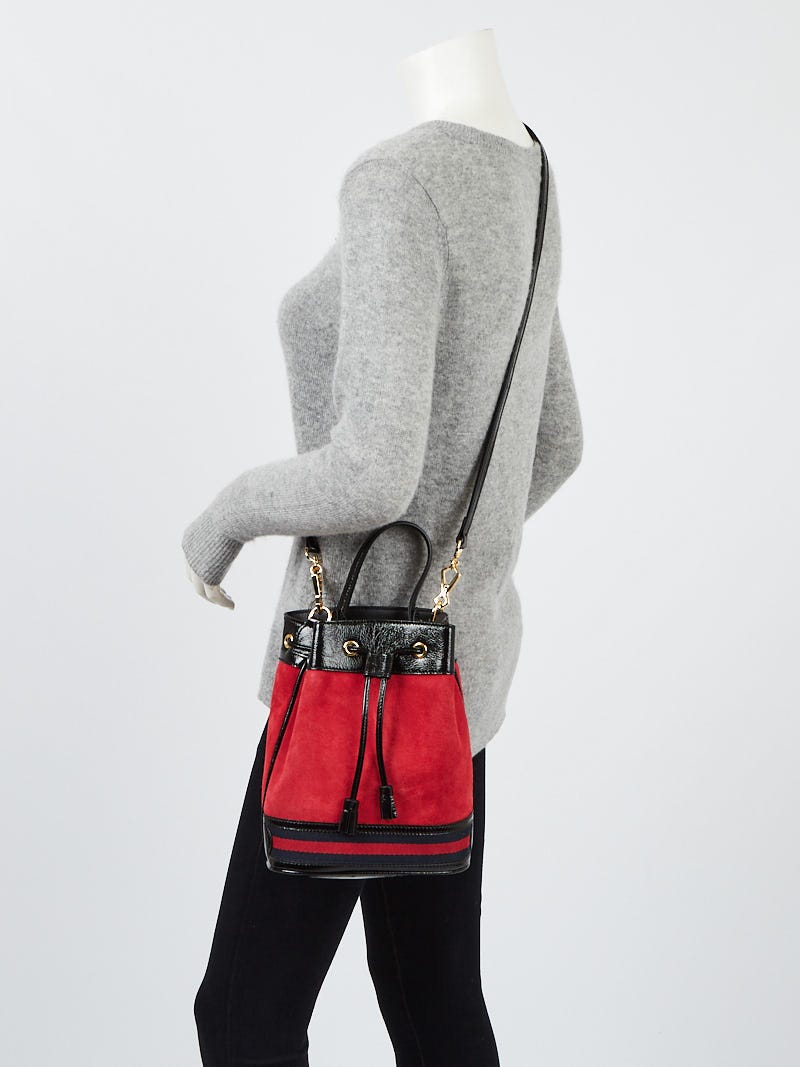 Gucci Red/Black Suede/Patent Leather Vintage Web Ophidia Small Belt Bag -  Yoogi's Closet