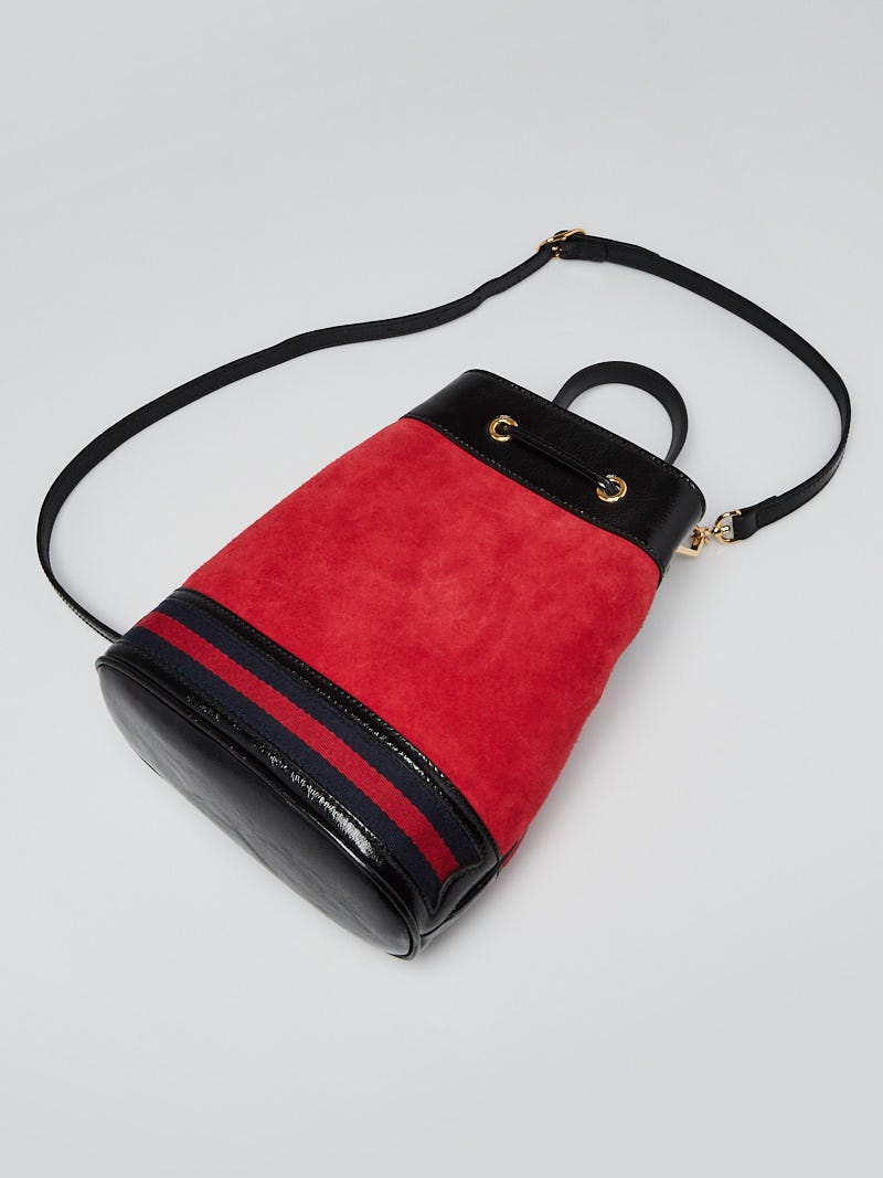 Gucci Red/Black Suede/Patent Leather Vintage Web Ophidia Small Belt Bag -  Yoogi's Closet