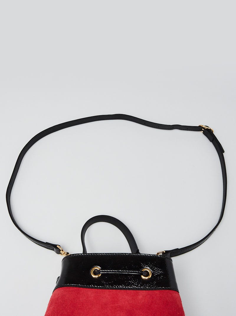 Gucci Red/Black Suede/Patent Leather Vintage Web Ophidia Small Belt Bag -  Yoogi's Closet