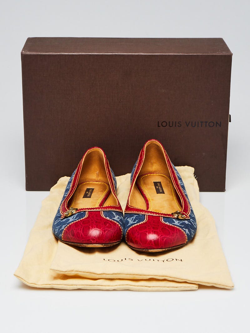 バレエ Louis Vuitton Denim Ballet Shoes Louis Vuitton Women Size US 8.5 IT 38.5 Blue Denim Ballet
