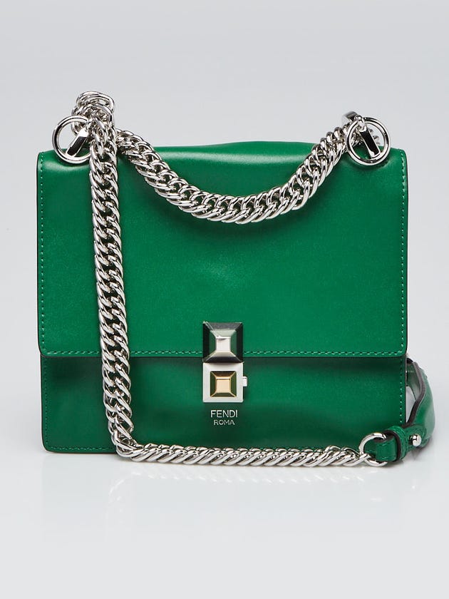 Fendi Green Scalloped Leather Mini I Kan Chain Shoulder Bag 8M0381