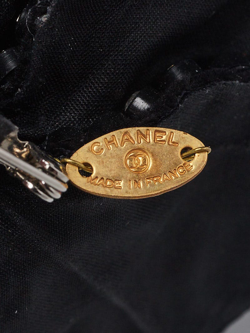 Chanel Black Velvet Crystal Camellia Flower Brooch | Yoogi's Closet