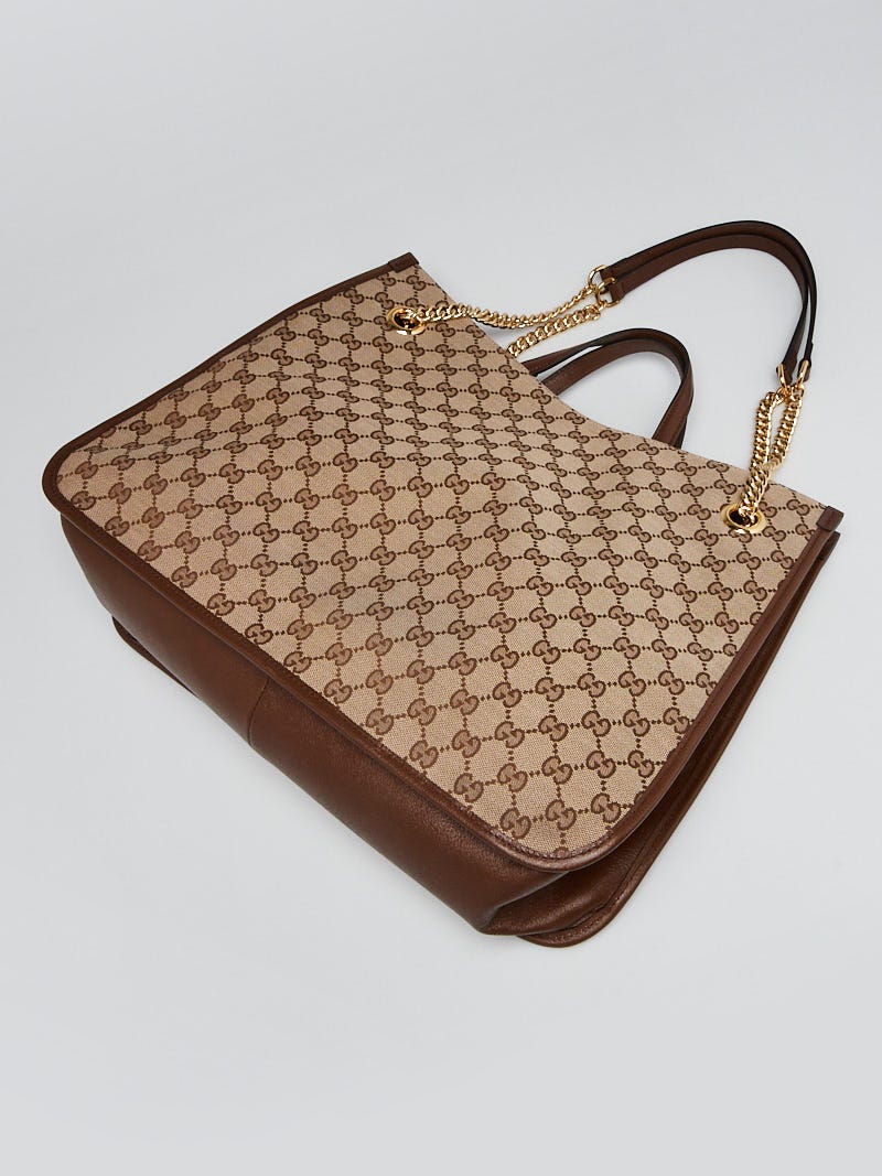 Gucci Beige/Brown GG Canvas Horsebit 1955 Large Tote Bag
