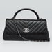 Chanel Black Chevron Quilted Caviar Leather Small Coco Handle Bag - Yoogi's Closet