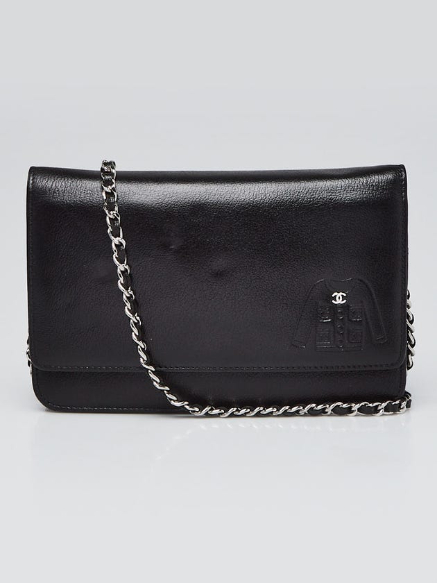 Chanel Black Leather Jacket Embossed WOC Clutch Bag