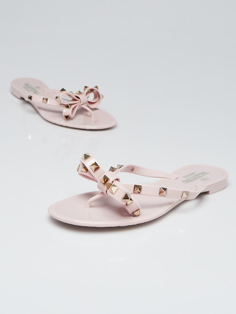 Valentino Garavani | Shoes | Valentino Garavani Rockstud Bow Glitter Jelly  Rubber Flip Flop Pink 36 | Poshmark