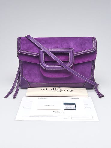 Mulberry Dark Violet Suede/Leather Brimley Envelope Shoulder Bag
