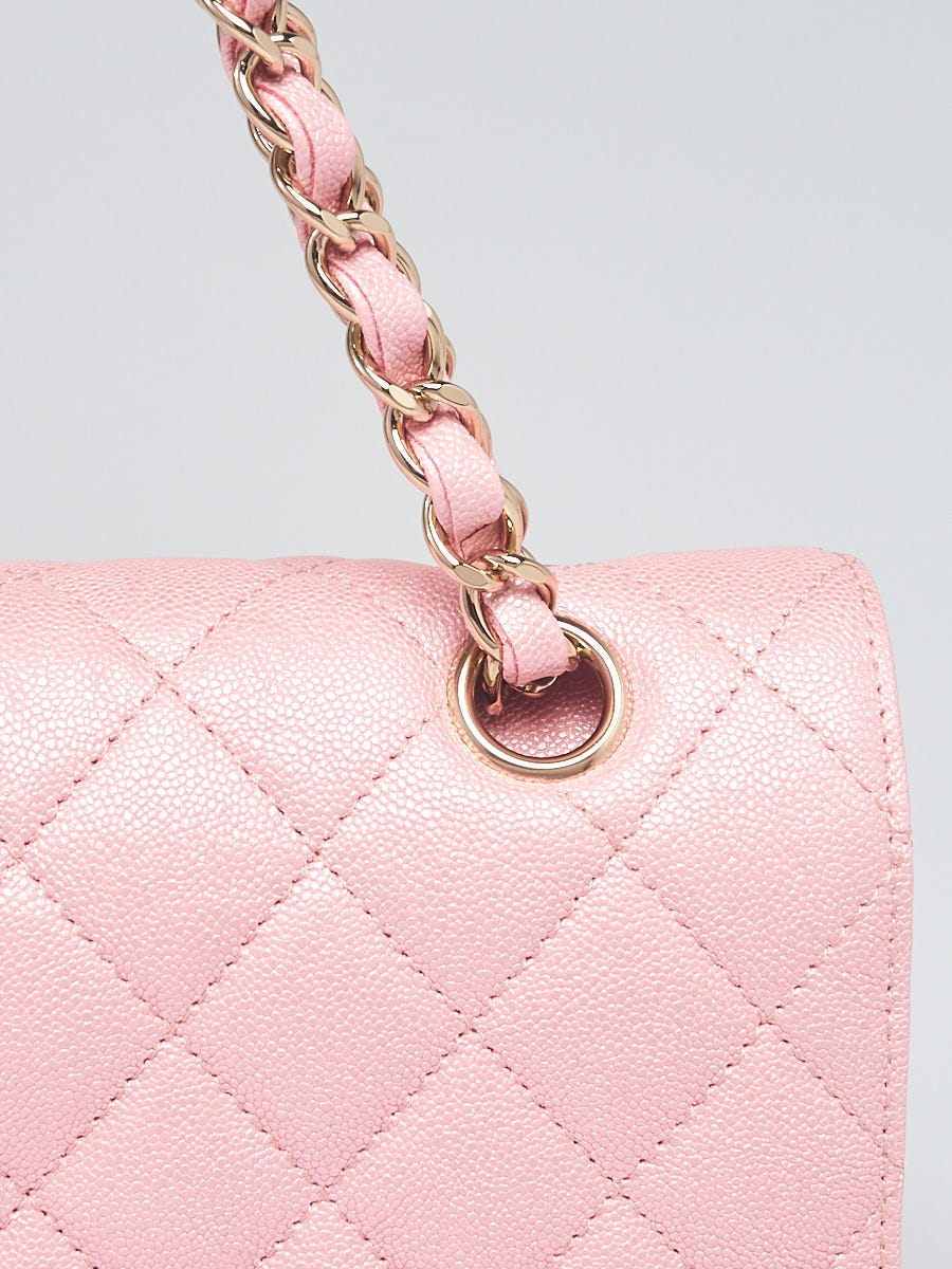 Chanel Iridescent Pink Quilted Caviar Leather Classic Medium