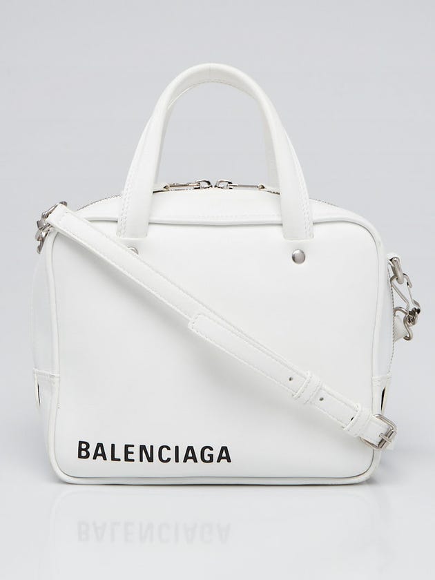 Balenciaga White Leather Triangle Square XS Bag