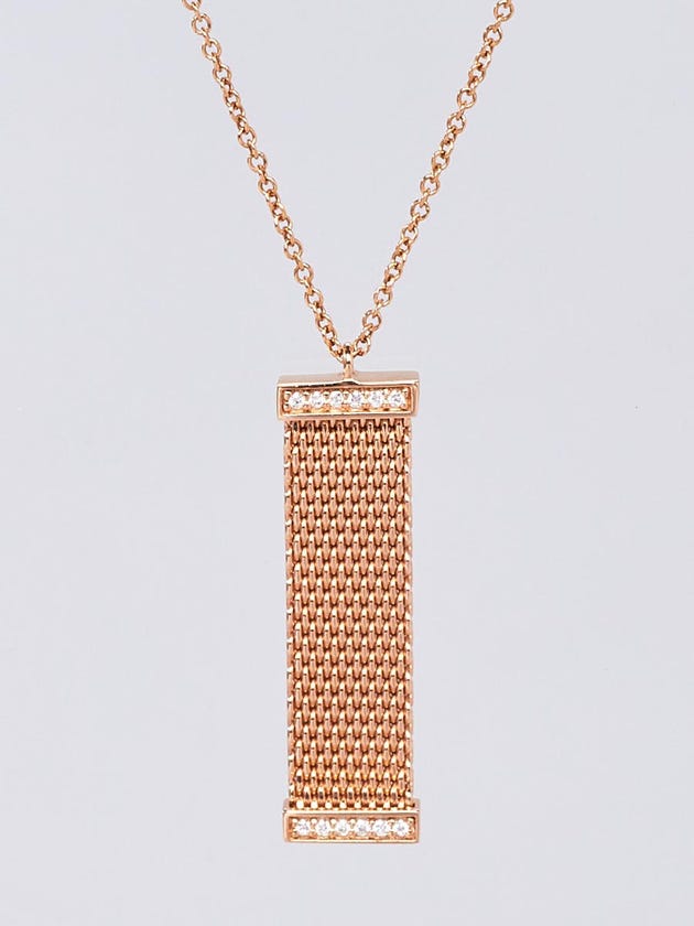 Tiffany & CO. 18k Pink Gold and Diamond Somerset Mesh Pendant Necklace