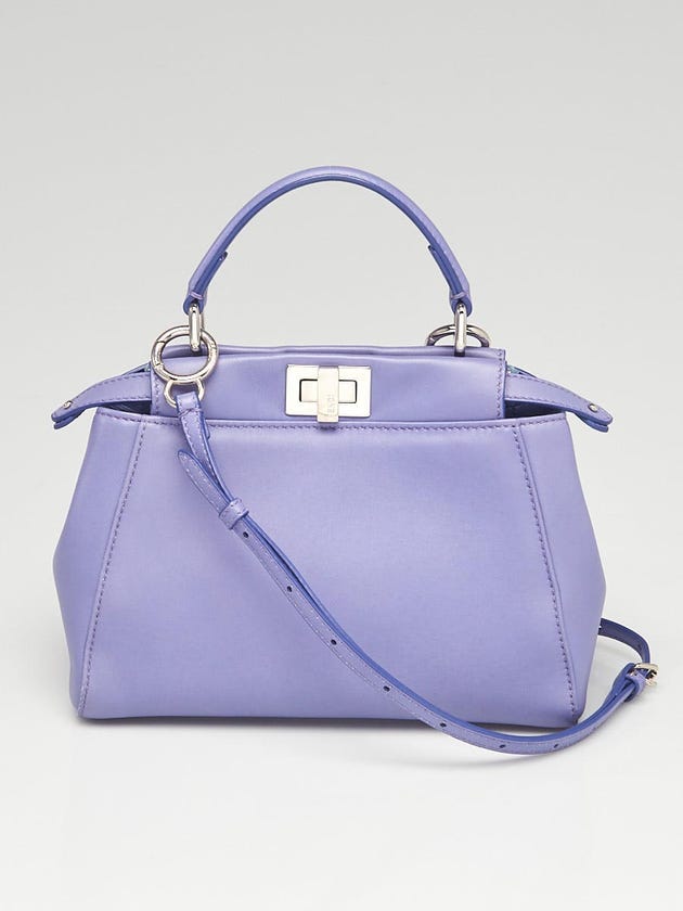 Fendi Purple Leather Mini Peekaboo Satchel Bag 8BN244