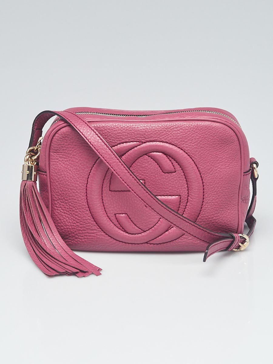 GUCCI Soho Disco Pebbled Leather Crossbody Bag Red 308364