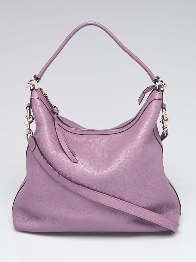 Gucci Purple Pebbled Leather Miss GG Original Hobo Bag