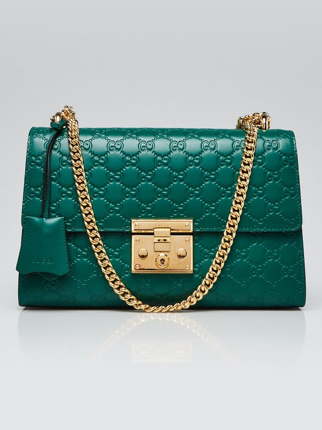 Gucci Green Guccissima Leather Padlock Medium Shoulder Bag