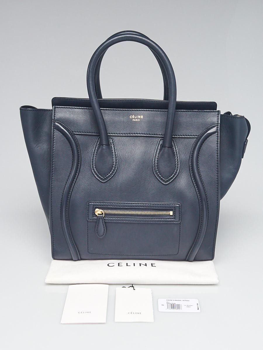 Celine Navy Blue Smooth Calfskin Leather Mini Luggage Tote Bag