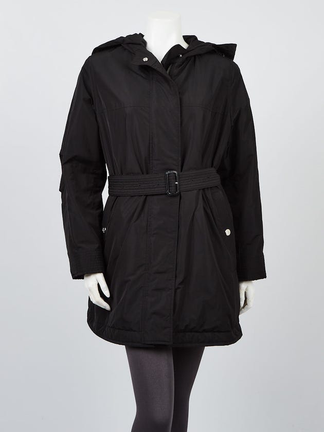 Burberry Black Polyester Hooded Coat Size L/XL