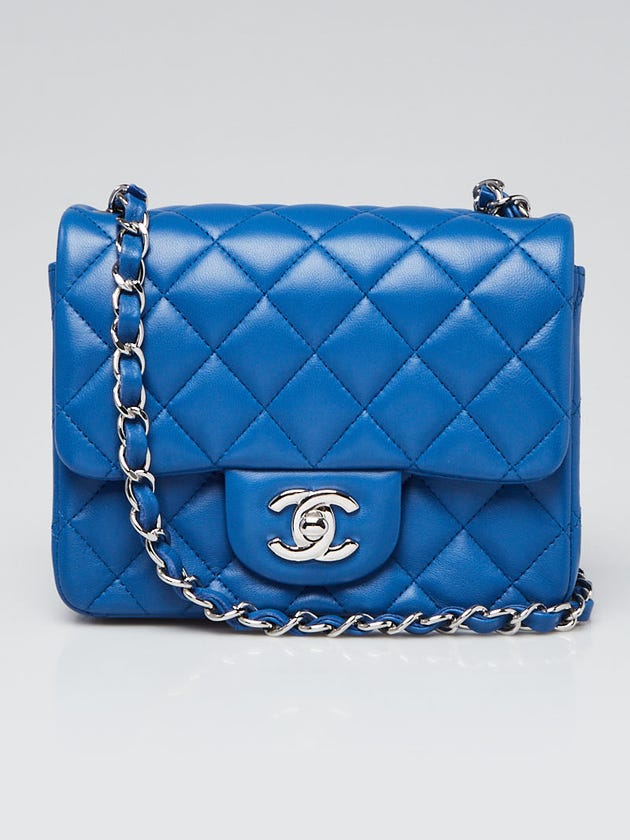 Chanel Blue Quilted Lambskin Leather Classic Square Mini Flap Bag