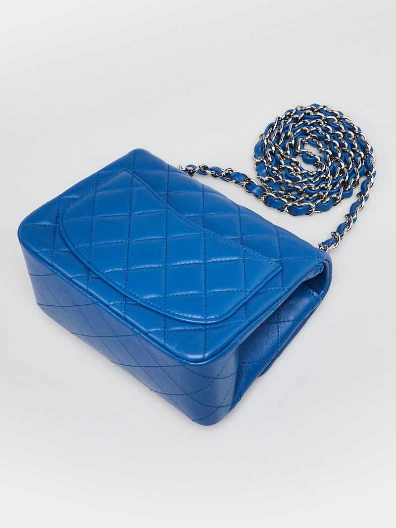 Chanel Blue Quilted Lambskin Leather Classic Square Mini Flap Bag