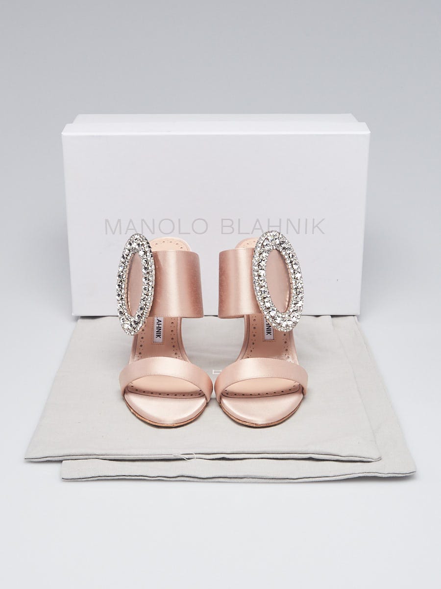 Manolo Blahnik Pink Satin and Crystal Fibiona 105 Pumps Size 6