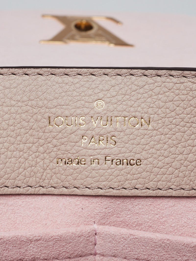 Louis Vuitton Lockme Ever MM Pebbled Leather Shoulder Bag Greige