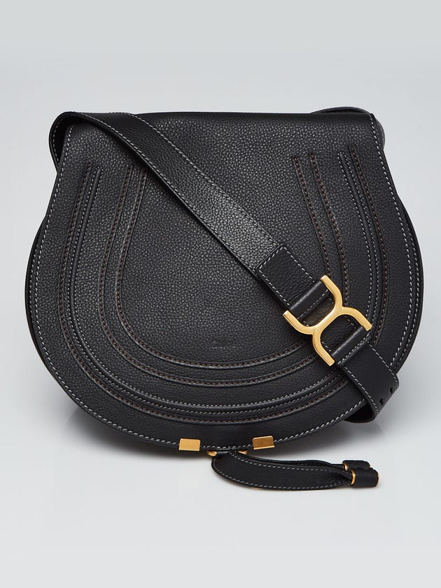Chloe Black Pebbled Leather Medium Marcie Zip Crossbody Bag