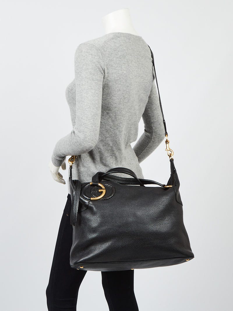 Gucci Black Leather Twill Top Handle Bag | Yoogi's Closet