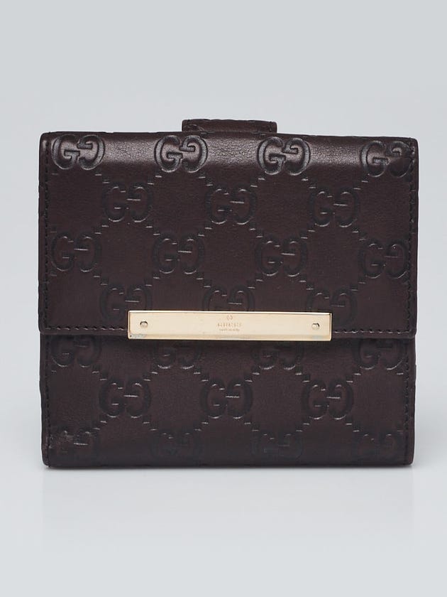 Gucci Brown Guccissima Leather French Flap Wallet