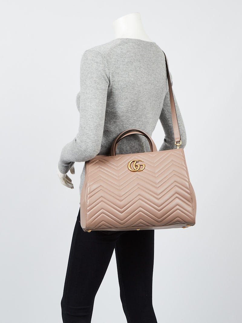 Gucci Beige Leather Medium GG Marmont Matelassé Tote at 1stDibs