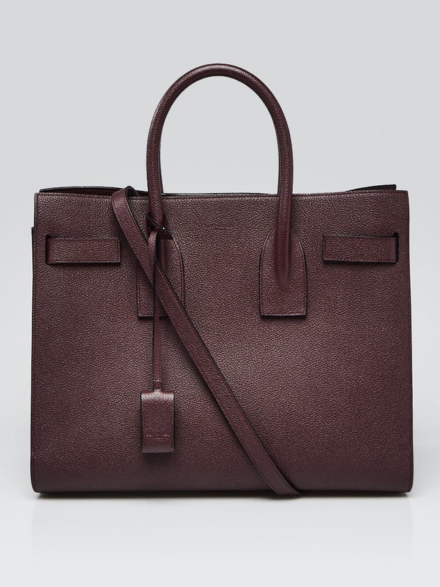 Yves Saint Laurent Burgundy Grained Leather Small Sac de Jour Tote Bag