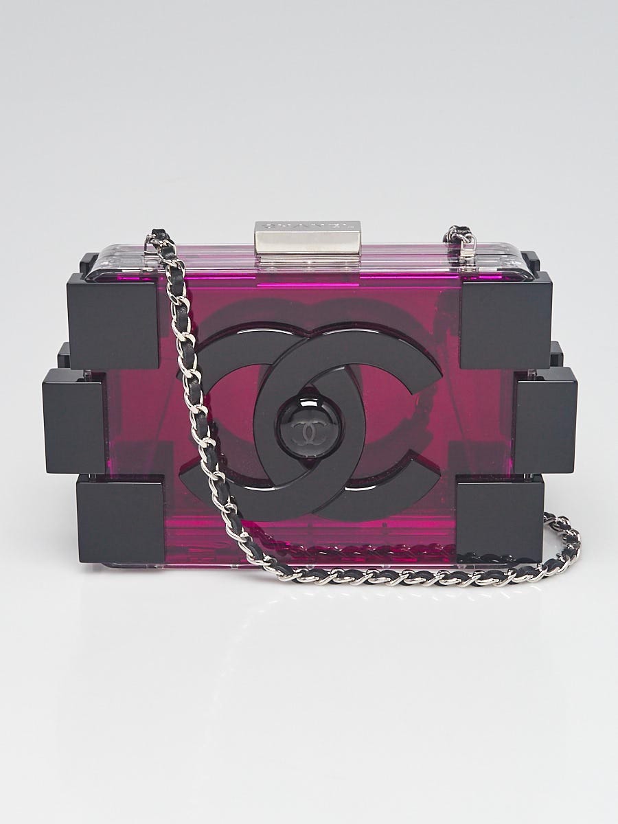 Chanel Lego clutch Silvery Pink Fuschia Plastic ref.240057