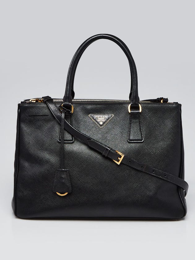 Prada Black Saffiano Leather Medium Double Zip Tote Bag BN2274
