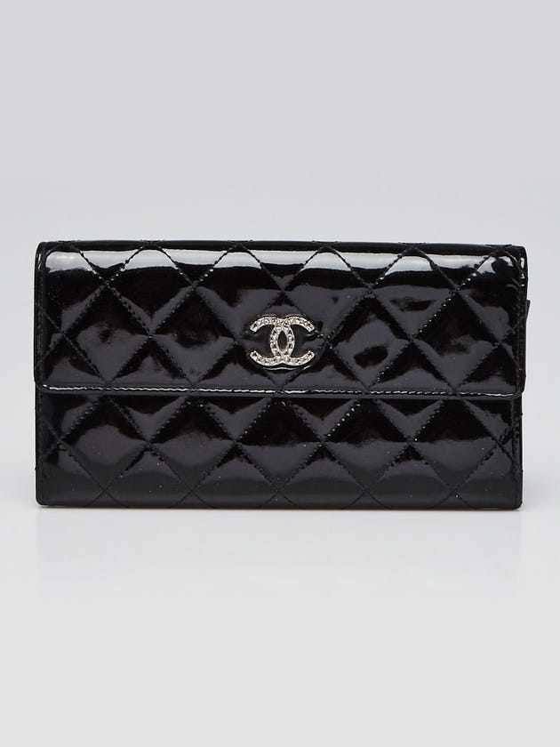 Chanel Black Quilted Patent Leather Brilliant Long Wallet