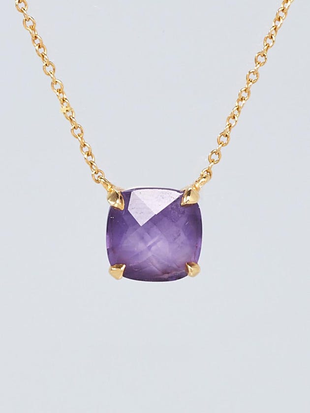 Tiffany & Co. 18k Yellow Gold and Amethyst Solitaire Pendant Necklace