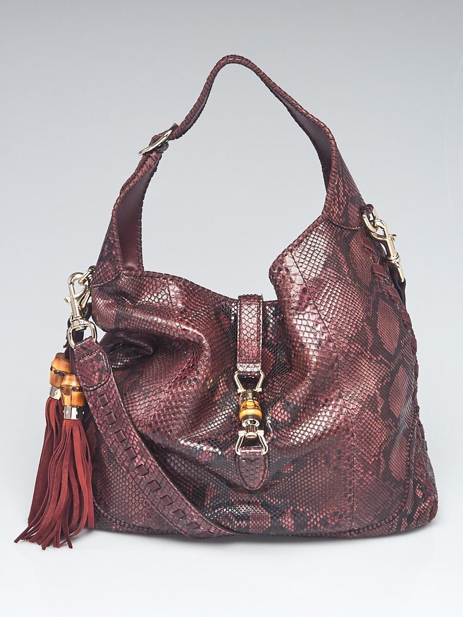 Gucci New Jackie Large Python Hobo Bag Black Snakeskin