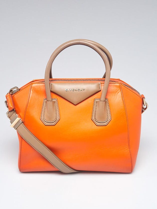 Givenchy Orange/Beige Smooth Leather Small Antigona Bag