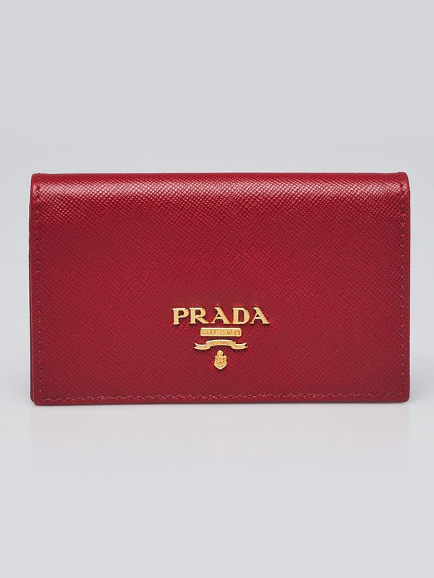 Prada Fuoco Saffiano Metal Leather Card Holder 1M1122