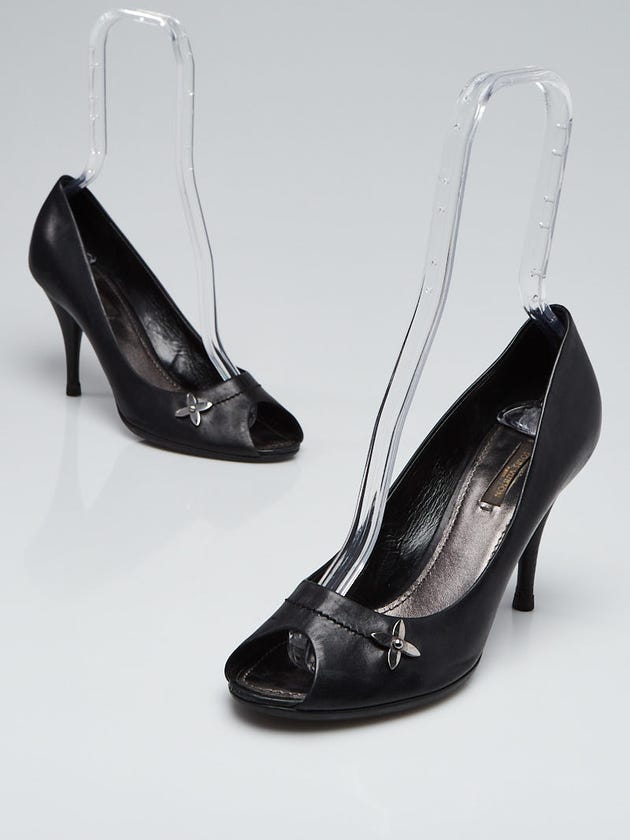 Louis Vuitton Black Leather Peep Toe Pumps Size 7/37.5