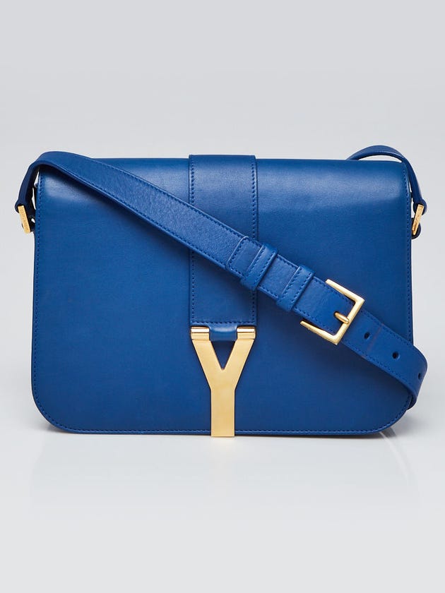 Yves Saint Laurent Blue Calfskin Leather Medium ChYc Flap Bag 