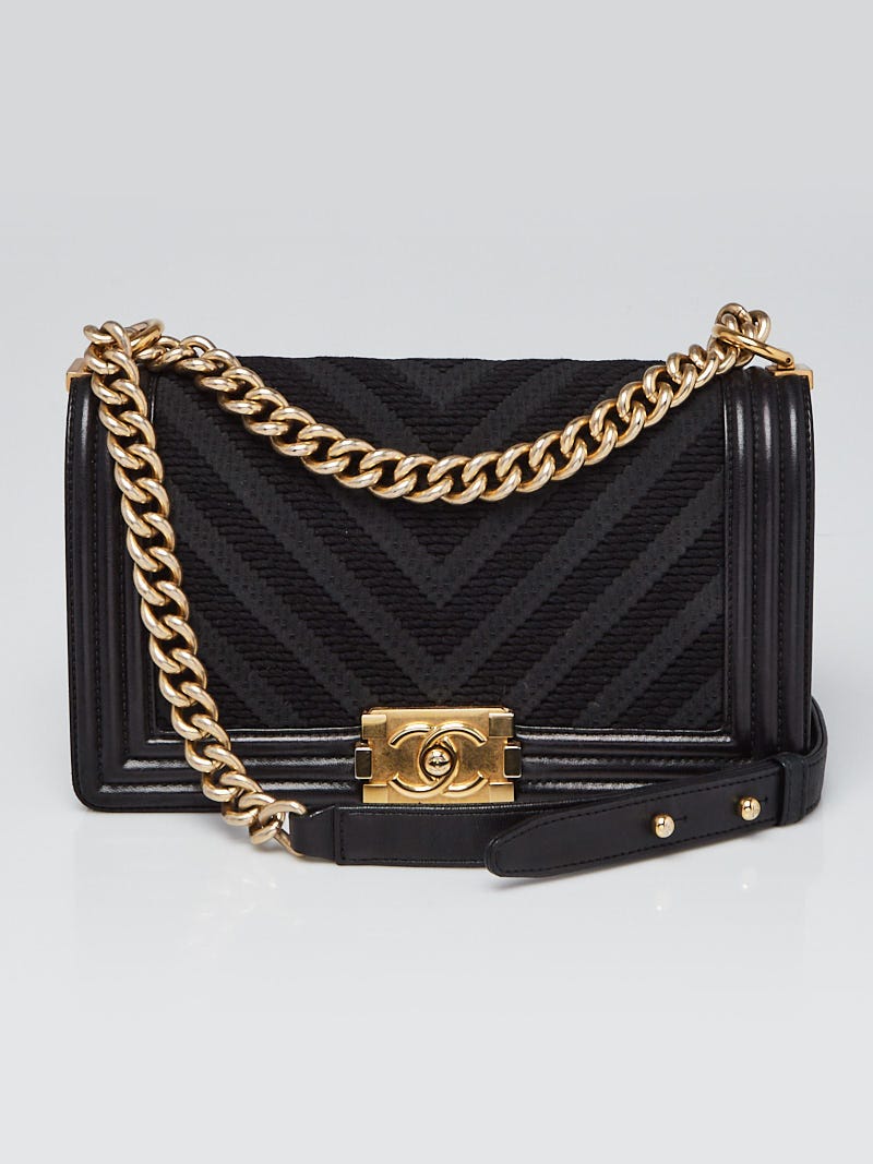 Chanel boy discount black on black