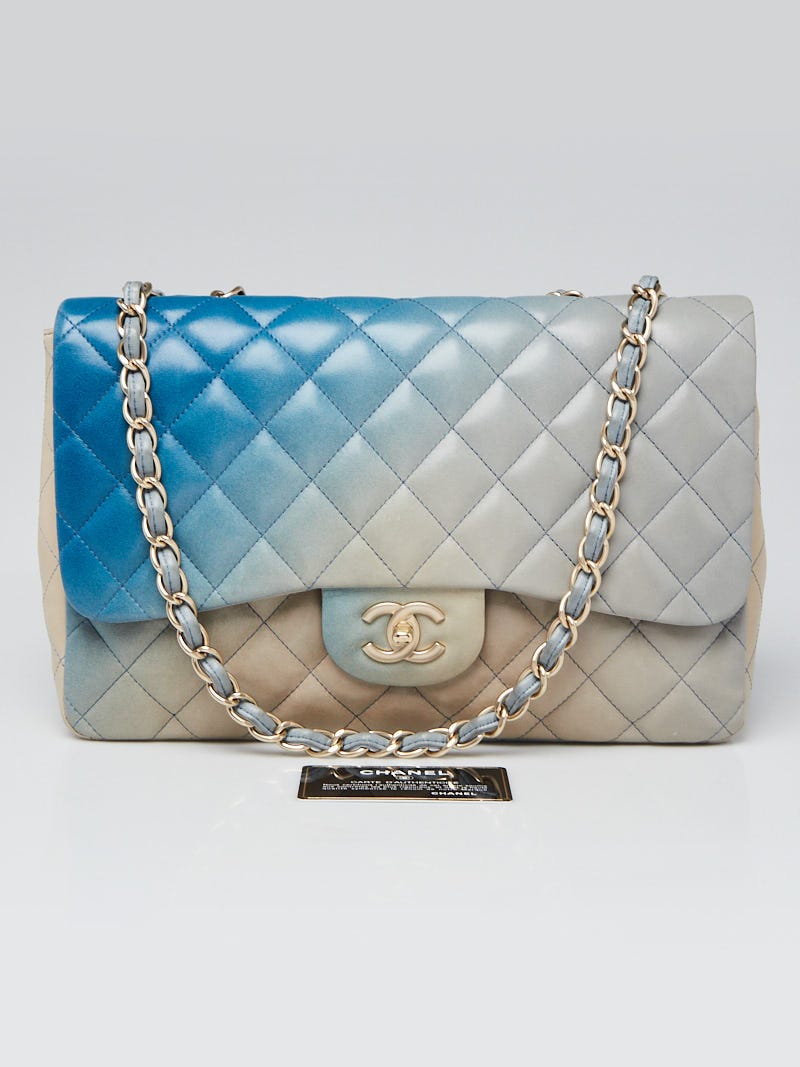 Chanel Limited Edition Light Blue Lambskin Degrade Classic Jumbo Single  Flap Bag - Yoogi's Closet