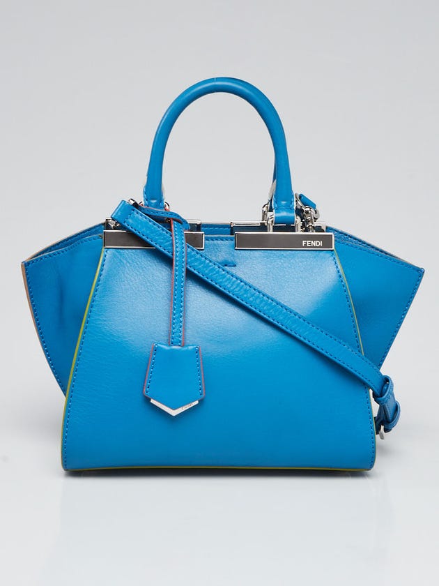 Fendi Bright Blue Leather Petite 3Jours Tote Bag 8BH333