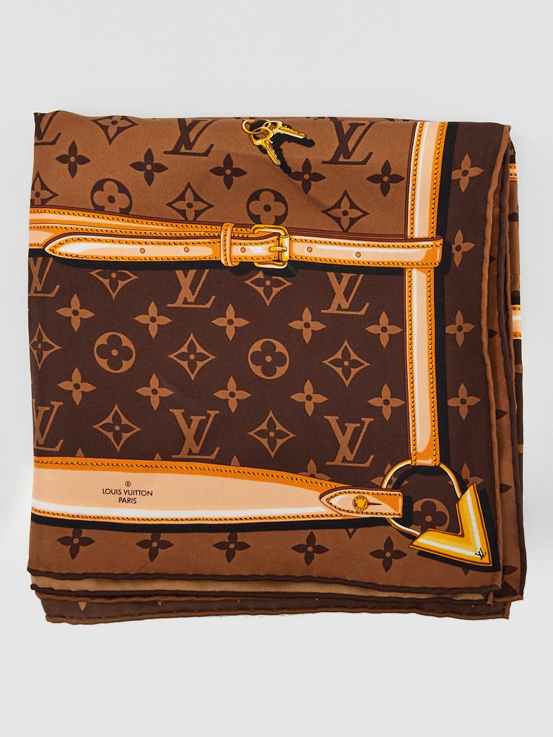 Louis Vuitton Brown Silk Confidential Scarf - Yoogi's Closet